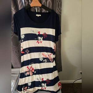 Maurices Navy and White Striped Floral Dress